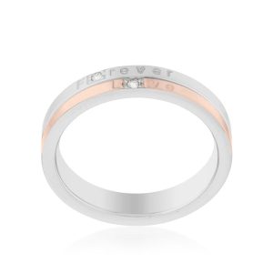 Two Tone Inspiration Band Ring With Cubic Zirconia - Image 2