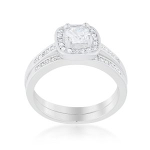 Pave Cushion Wedding Ring Set - Image 2