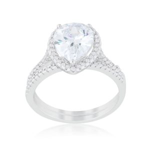 Halo Solitaire Pear Engagement Ring - Image 2