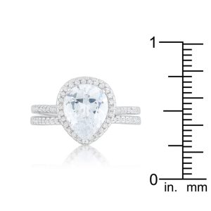 Halo Solitaire Pear Engagement Ring - Image 3
