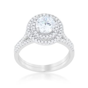 Pave Round Wedding Ring Set - Image 2