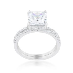 Princess Solitaire Wedding Set Ring - Image 2