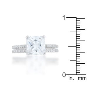 Princess Solitaire Wedding Set Ring - Image 3