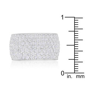 Wide Pave Cubic Zirconia Silvertone Band Ring - Image 3