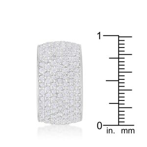 Wide Pave Cubic Zirconia Silvertone Band Ring - Image 4