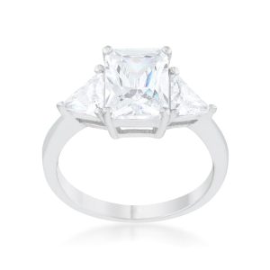 Classic Clear Rhodium Engagement Ring - Image 2