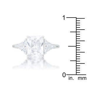 Classic Clear Rhodium Engagement Ring - Image 3
