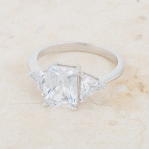 Classic Clear Rhodium Engagement Ring - Image 5