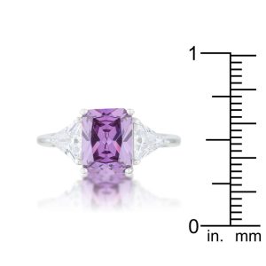 Classic Amethyst Rhodium Engagement Ring - Image 3