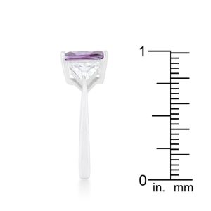 Classic Amethyst Rhodium Engagement Ring - Image 4
