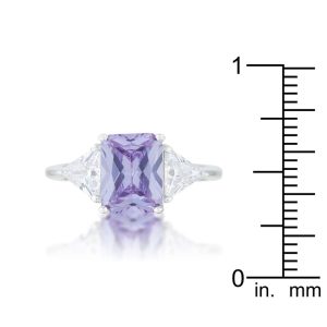 Classic Lavender White Gold Rhodium Engagement Ring - Image 3