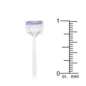 Classic Lavender White Gold Rhodium Engagement Ring - Image 4