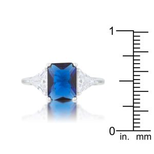 Classic Sapphire Rhodium Engagement Ring - Image 3