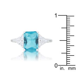 Classic Blue Topaz Rhodium Engagement Ring - Image 3