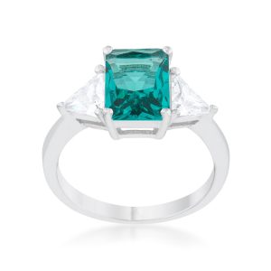 Classic Aqua Rhodium Engagement Ring - Image 2