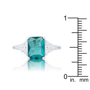 Classic Aqua Rhodium Engagement Ring - Image 3