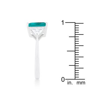 Classic Aqua Rhodium Engagement Ring - Image 4