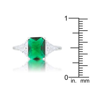 Classic Emerald Rhodium Engagement Ring - Image 3