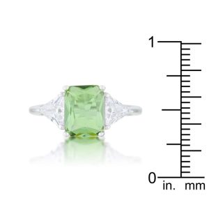 Classic Apple Green Rhodium Engagement Ring - Image 3