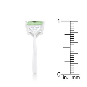 Classic Apple Green Rhodium Engagement Ring - Image 4