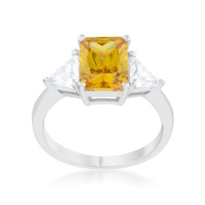 Classic Canary Yellow Rhodium Engagement Ring - Image 2
