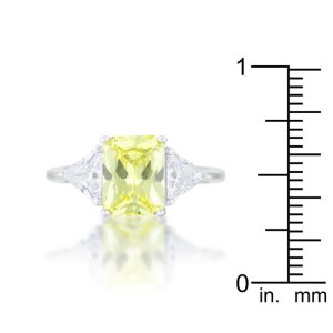 Classic Peridot Rhodium Engagement Ring - Image 3