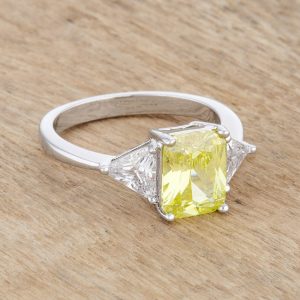 Classic Peridot Rhodium Engagement Ring - Image 5