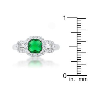 Liz 1.1ct Emerald CZ Rhodium Classic Ring - Image 3