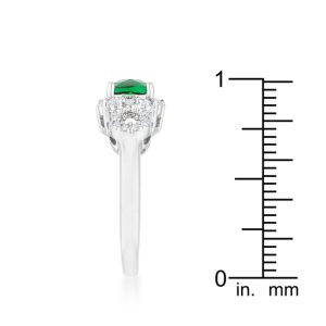Liz 1.1ct Emerald CZ Rhodium Classic Ring - Image 4