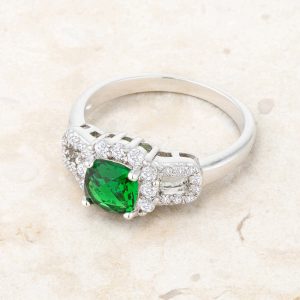 Liz 1.1ct Emerald CZ Rhodium Classic Ring - Image 5