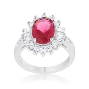 Chrisalee 3ct Aqua CZ Rhodium Classic Ring - Image 2