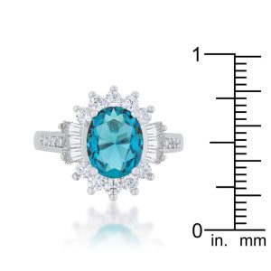 Chrisalee 3ct Aqua CZ Rhodium Classic Ring - Image 3