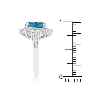 Chrisalee 3ct Aqua CZ Rhodium Classic Ring - Image 4