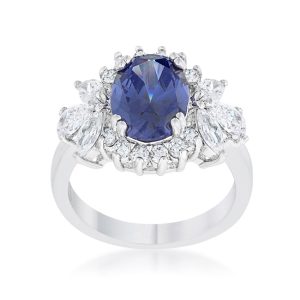 Krizia 4.2ct Tanzanite CZ Rhodium Classic Ring - Image 2
