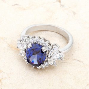 Krizia 4.2ct Tanzanite CZ Rhodium Classic Ring - Image 5