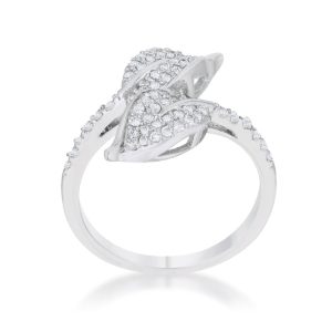 Liana 0.1ct CZ Rhodium Leaf Wrap Ring - Image 2