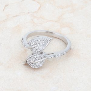 Liana 0.1ct CZ Rhodium Leaf Wrap Ring - Image 5