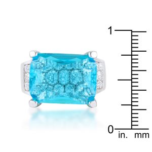 Mina 15.4ct Aqua CZ Rhodium Cocktail Ring - Image 3