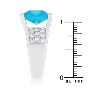 Mina 15.4ct Aqua CZ Rhodium Cocktail Ring - Image 4