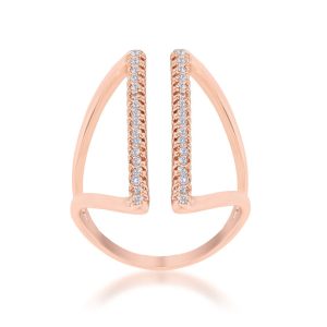 Jena 0.2ct CZ Rose Gold Delicate Parallel Ring - Image 2
