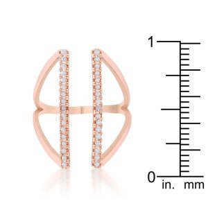Jena 0.2ct CZ Rose Gold Delicate Parallel Ring - Image 3