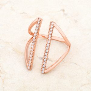 Jena 0.2ct CZ Rose Gold Delicate Parallel Ring - Image 5
