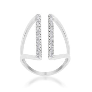 Jena 0.2ct CZ Rhodium Delicate Parallel Ring - Image 2