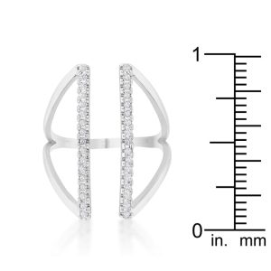 Jena 0.2ct CZ Rhodium Delicate Parallel Ring - Image 3
