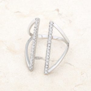 Jena 0.2ct CZ Rhodium Delicate Parallel Ring - Image 5