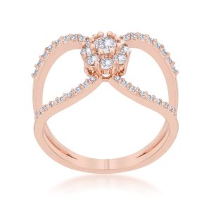 Joyce 0.4ct CZ Rose Gold Delicate Floral Wrap Ring - Image 2