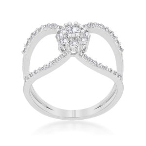 Joyce 0.4ct CZ Rhodium Delicate Floral Wrap Ring - Image 2