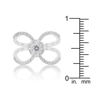 Joyce 0.4ct CZ Rhodium Delicate Floral Wrap Ring - Image 3
