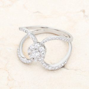 Joyce 0.4ct CZ Rhodium Delicate Floral Wrap Ring - Image 5