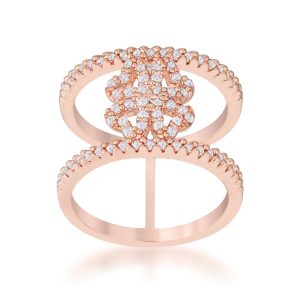 Lauren 0.4ct CZ Rose Gold Delicate Clover Wrap Ring - Image 2